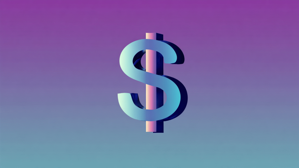 A large, three-dimensional dollar sign in blue and pink tones is centered on a gradient purple-to-blue background, symbolizing the $32 Billion Milestones often reached through successful viral campaigns.
