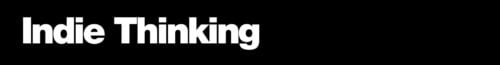 White bold text Indie Thinking on a solid black background, aligned to the left.