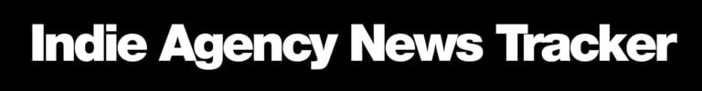 White text on a black background reads Indie Agency News Tracker in bold font.