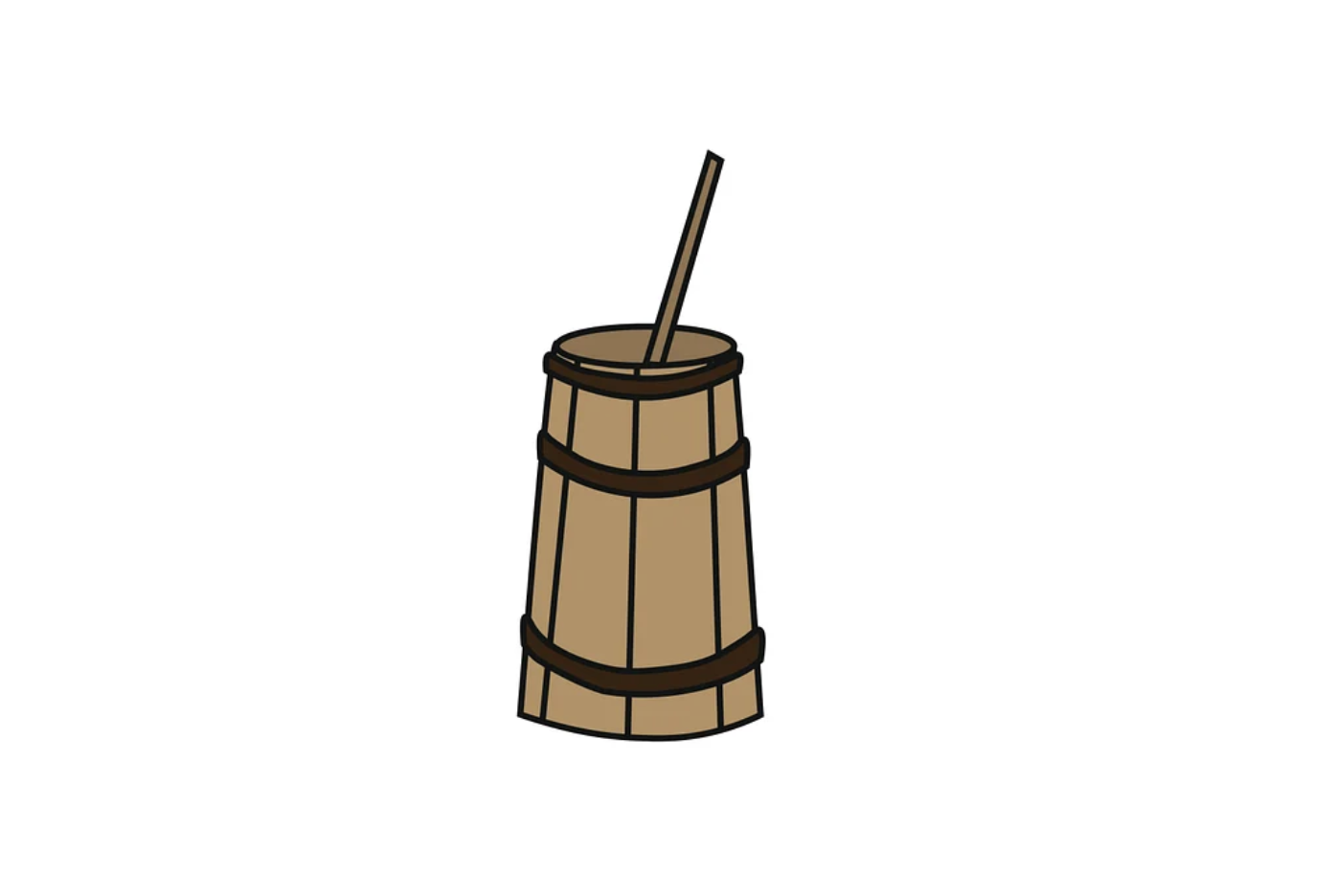 A wooden barrel-shaped butter churn